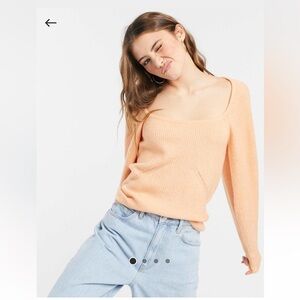 ASOS DESIGN jumper with square neck and volume sleeve in size 4